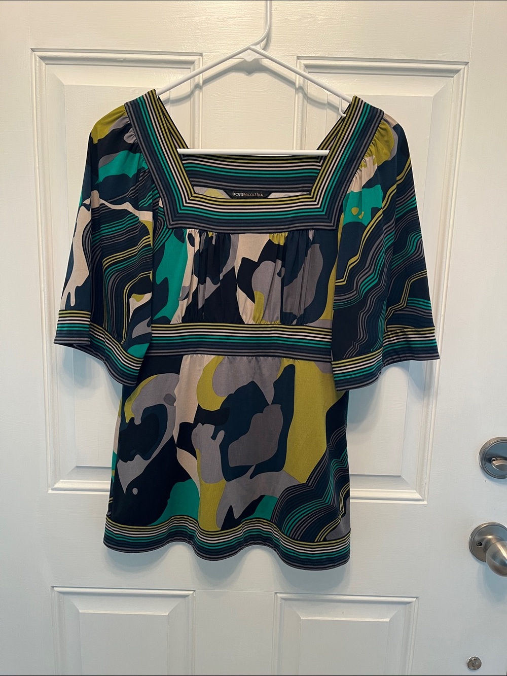 BCBGMaxAzria Multi-Color Square Neck Top